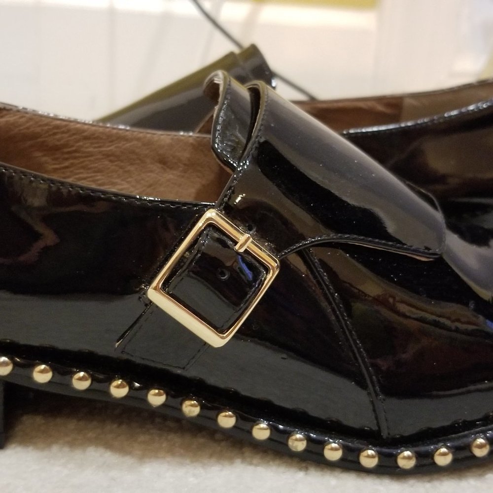 ADRIANNA PAPELL Patent Leather Studed Loafers